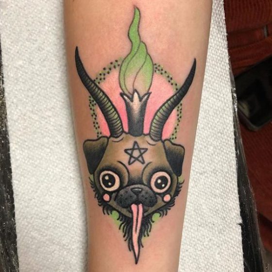 Pug Tattoo by Christina Hock at the Dolorosa Tattoo