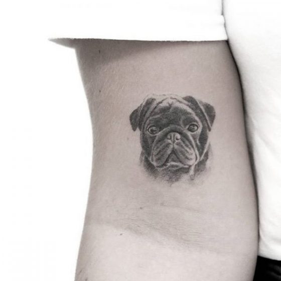 Pug Tattoo by Pablo Pedrajas Prats at Elijah, Barcelona, Spain