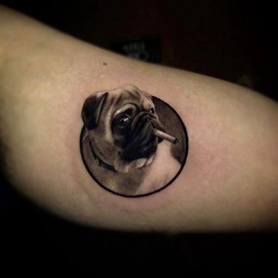 Pug Tattoo by Ganga Tattoo Studio, Murcia, Spain