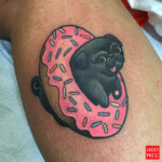 Petunia the Donut Pug on Jessie, by Christina Hock